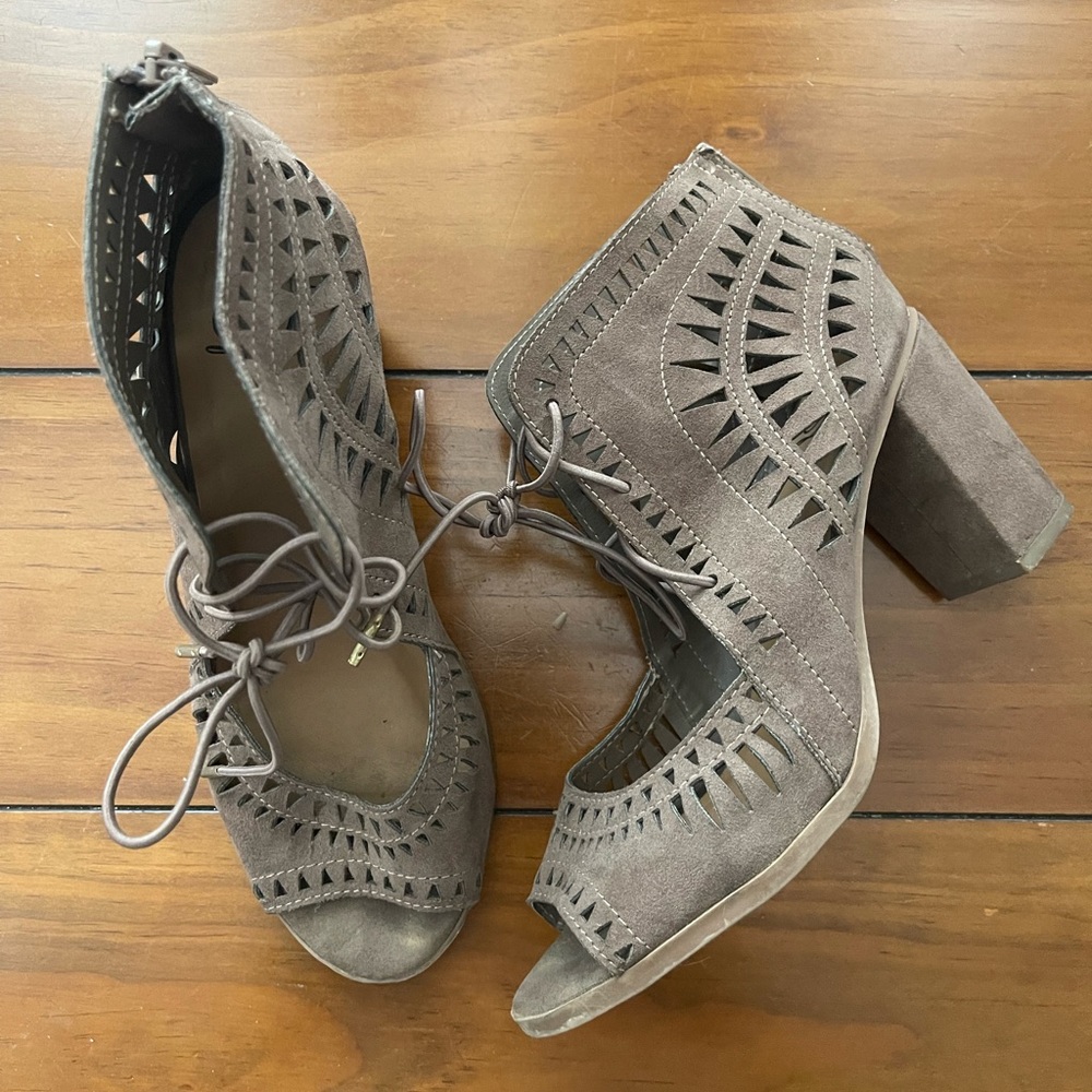 Gray Cutout Heels